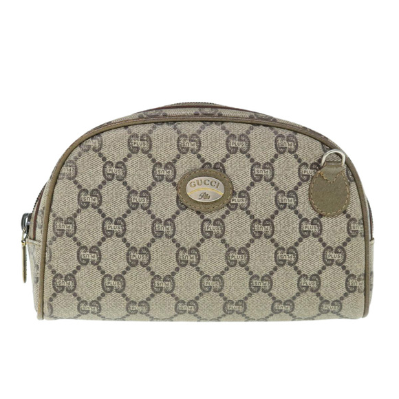 GUCCI GG Plus Supreme Clutch Bag PVC Leather Beige Auth 62976 - Picture 13 of 16